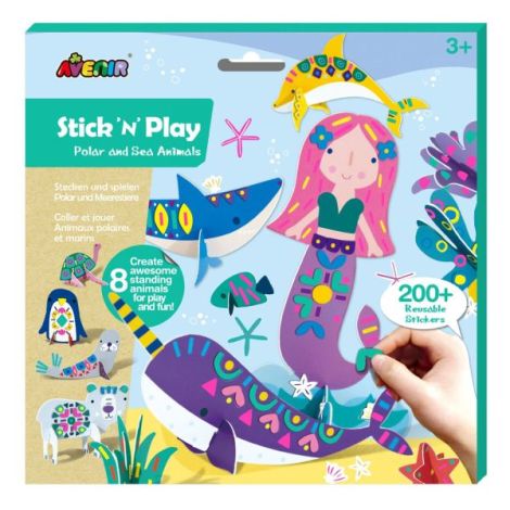 Joc creativ Stick N Play cu scene 3D si stickere repozitionabile - Animale polare si marine - imagine 11